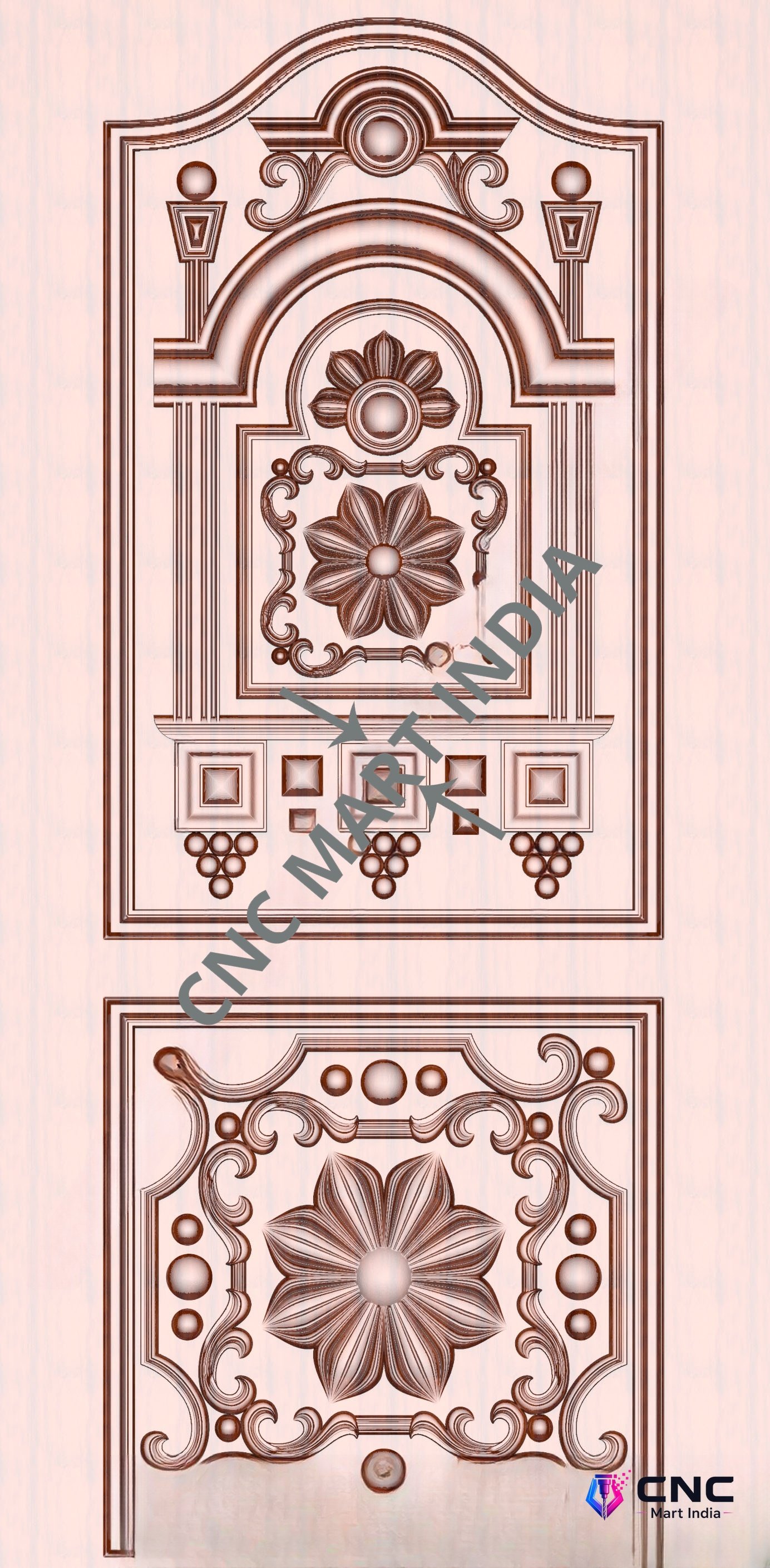 Arch - ARCH-18 Classical Floral Arch Relief Carved Wooden Door 3D Model